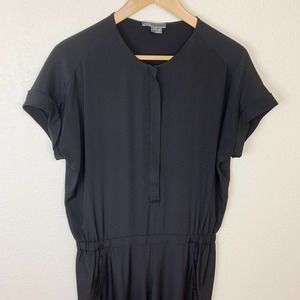 Vince Black Short Sleeve Jumpsuit 100% Silk Size 6